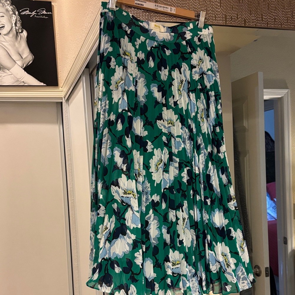 MAEVE by Anthropology Floral Green and White Women's Skirt